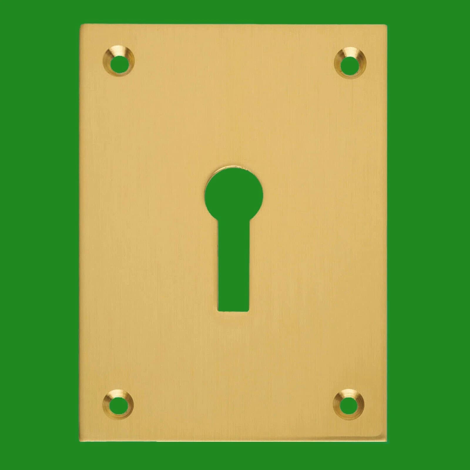 56mm x 44mm 2.2" Rectangular Brushed Brass Lock Key Hole Cover Escutcheon Plate