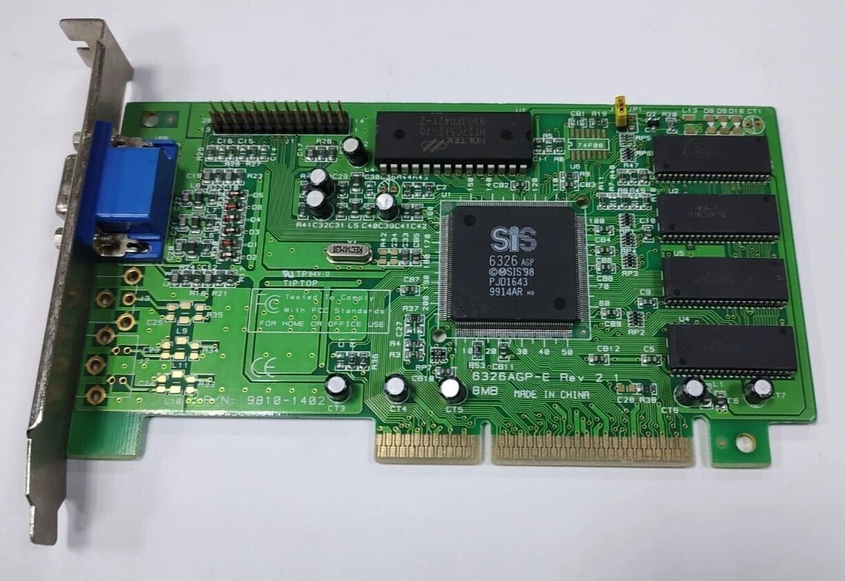 SIS 6326 W/8MB 6326 AGP Video Vintage Retro Graphics Card 50-B05-08184