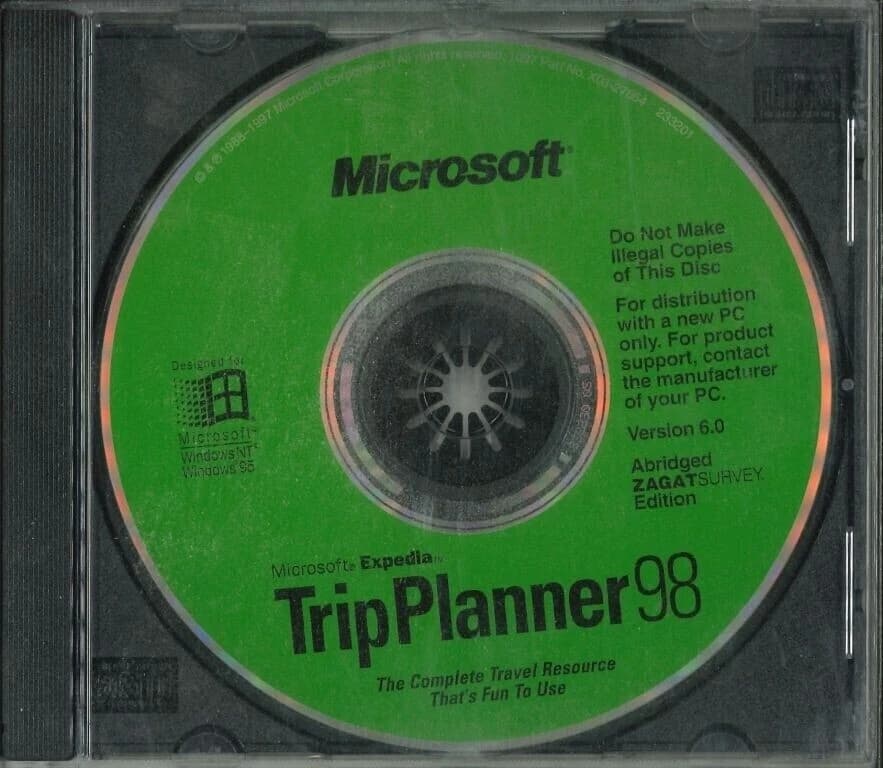 MS Microsoft Expedia Trip Planner 98 V6.0, Vintage PC Travel Resource Software